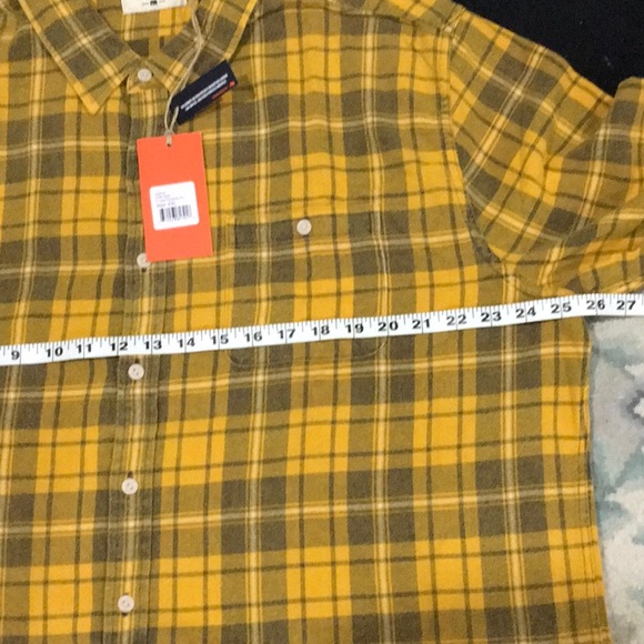 THE NORMAL BRAND CLASSIC GINGHAM BUTTON UP GOLD PLAID FLANNEL SHIRT AUTU… - Picture 7 of 12